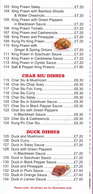 Menu of Great Wall Abergele