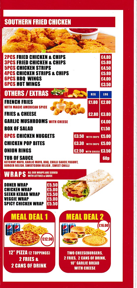 Menu of Harrys Pizza Kebab Abergele