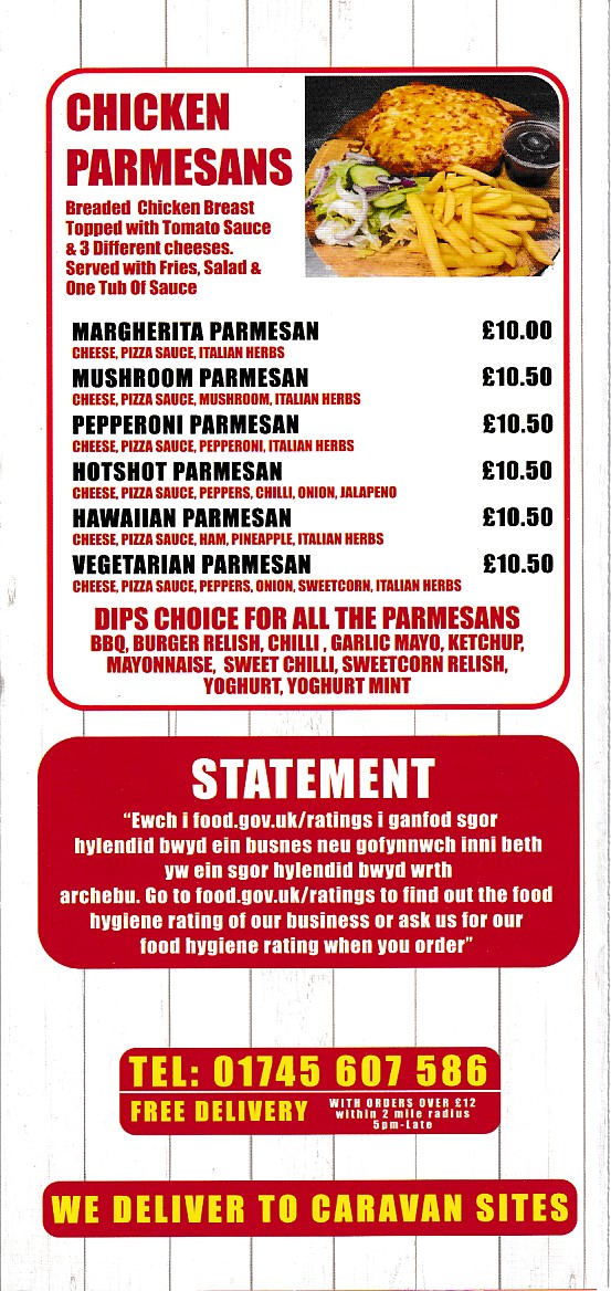 Menu of Harrys Pizza Kebab Abergele