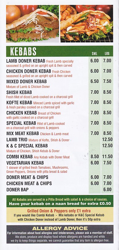 K and C kebabs pizza in Abergele ll22