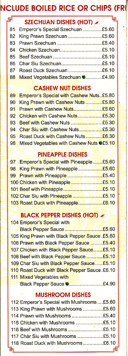 Emperor's Kitchen chinese in Rhos on Sea LL28