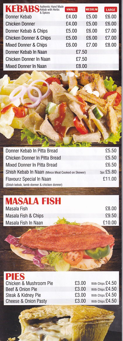 Menu of Flavourz takeaway in Colwyn Bay