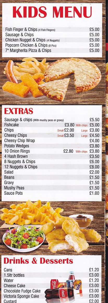 Menu of Flavourz takeaway in Colwyn Bay