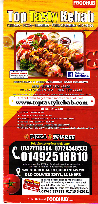 Top Tasty Kebab in Old Colwyn, Colwyn Bay LL29