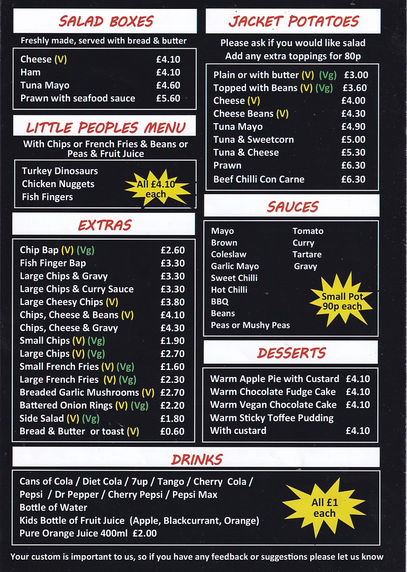 Menu of Rumours, Coffee Shop and Grill