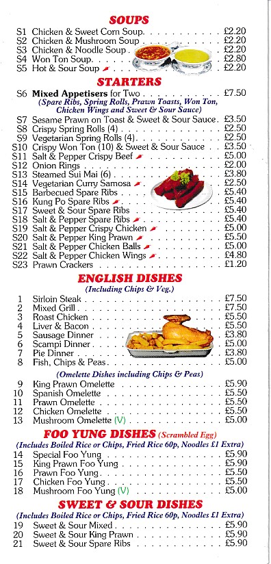 Menu of Golden Fry Chinese Rhyl