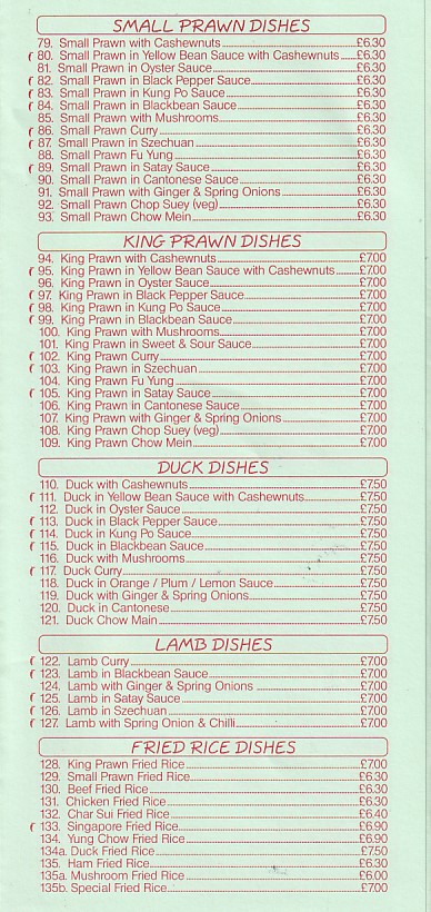 Wing Wah chinese menu in Kinmel Bay LL18