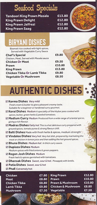 Menu of Masala Indian Takeaway in Colwyn Bay